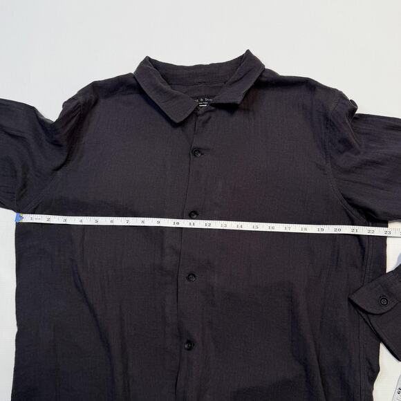 rag & bone Shirt Mens Medium Black Long Sleeve Button Front 100% Cotton Casual - Picture 4 of 12